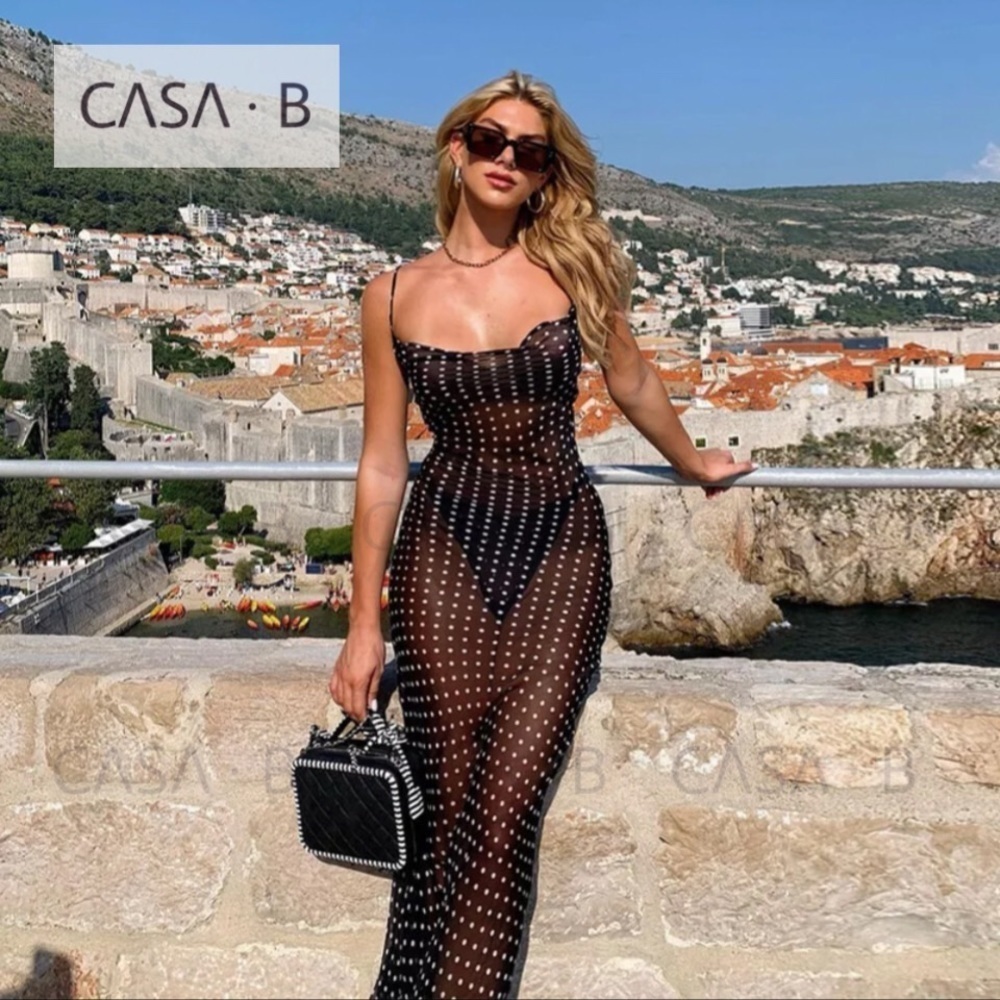 5⭐️CASA B | Emerson Semi Sheer Polka Dot Maxi Dress